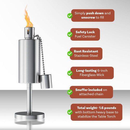 10.5 in. Stainless Steel Tabletop Torch Lamp