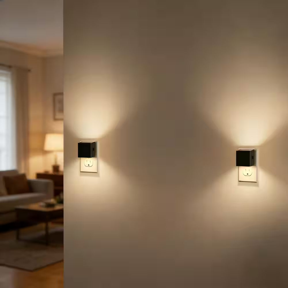 Modern LED Wall Night Lights with Dusk-to-Dawn Sensor – 2 Pack