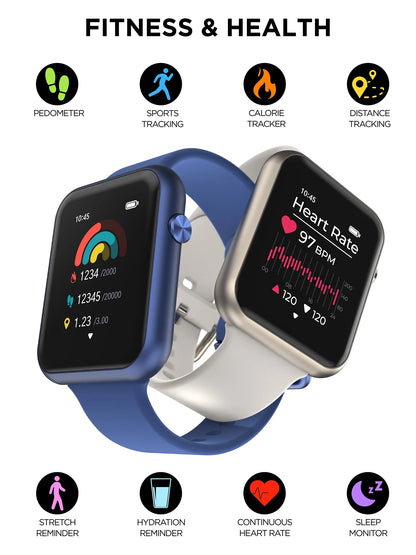 Fusion 3 Unisex Adult Rectangular Smart Watch, Black, Silicone Strap, Comfortable and portable.