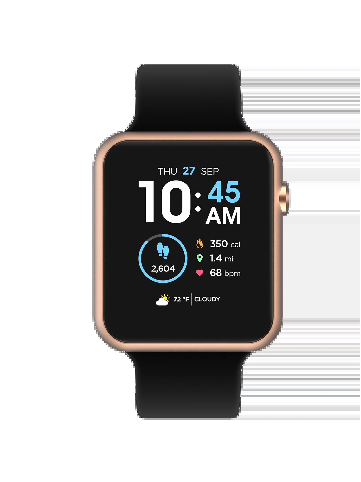 Fusion 3 Unisex Adult Rectangular Smart Watch, Black, Silicone Strap, Comfortable and portable.