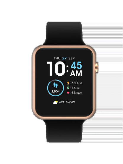 Fusion 3 Unisex Adult Rectangular Smart Watch, Black, Silicone Strap, Comfortable and portable.