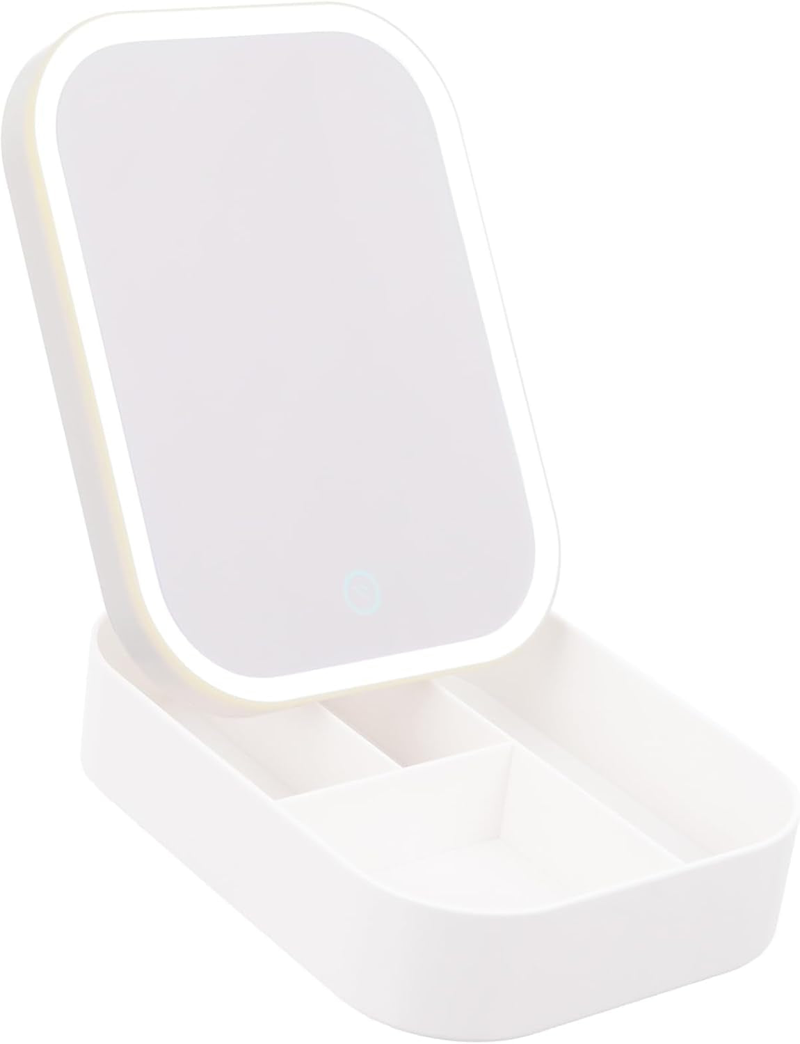 LED Lighted Makeup Mirror Storage Box – Portable Desktop Cosmetic Organizer