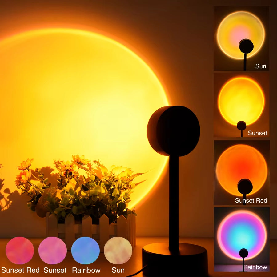 USB Sunset LED Rainbow Projection Lamp – Ambient Neon Night Light