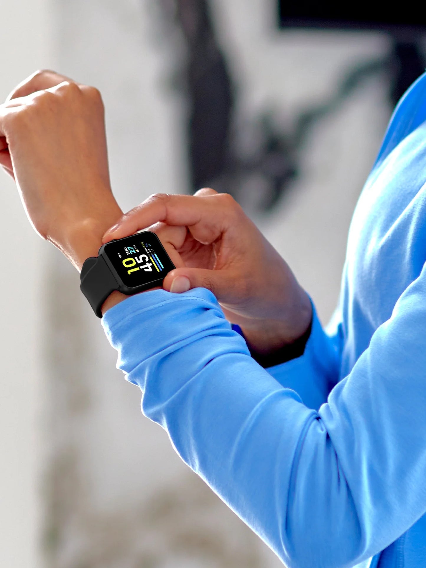 Fusion 3 Unisex Adult Rectangular Smart Watch, Black, Silicone Strap, Comfortable and portable.