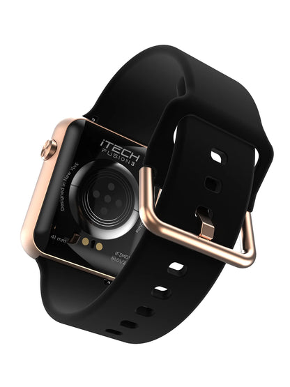 Fusion 3 Unisex Adult Rectangular Smart Watch, Black, Silicone Strap, Comfortable and portable.