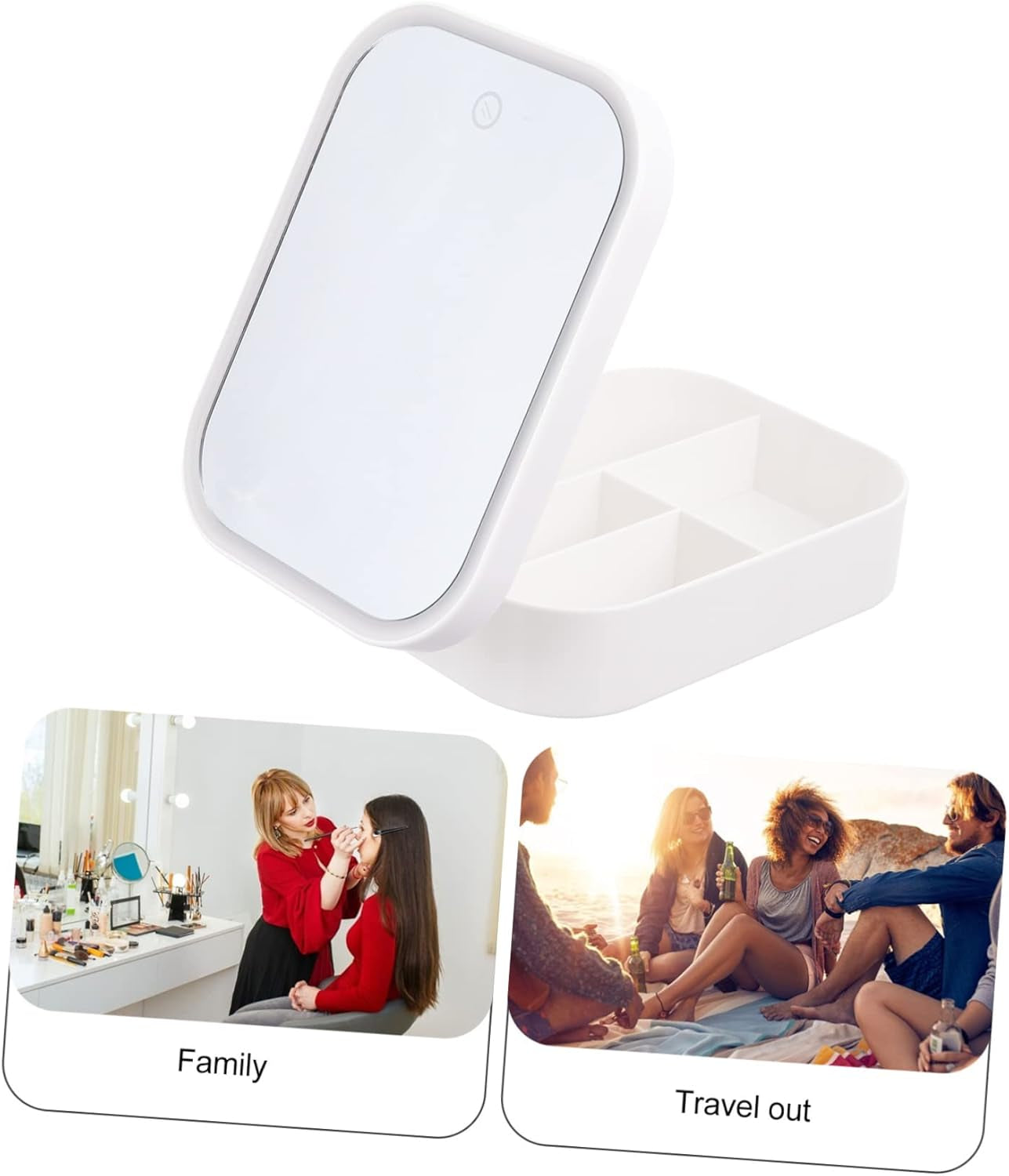 LED Lighted Makeup Mirror Storage Box – Portable Desktop Cosmetic Organizer