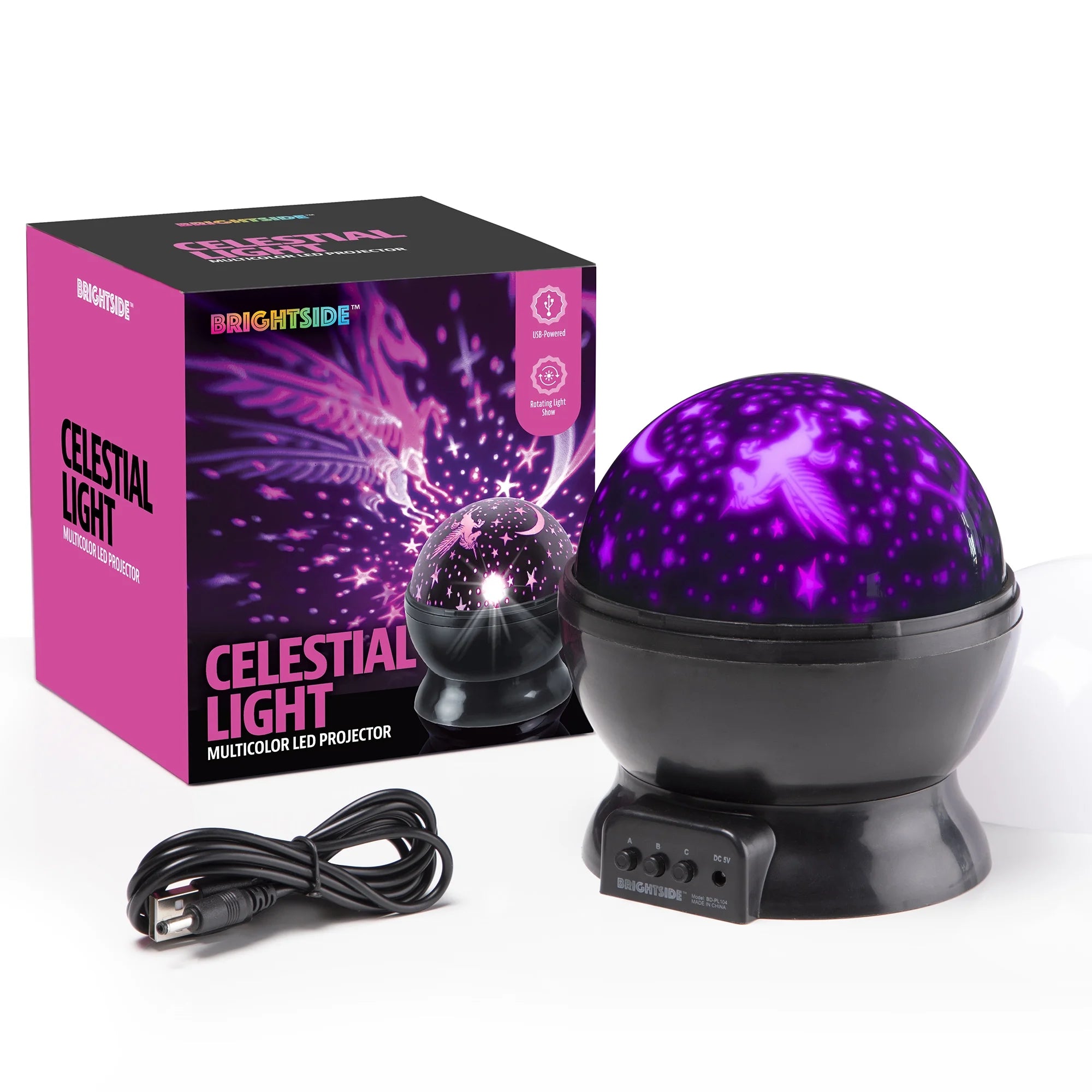 Celestial™ LED Star Projector Light – Multicolor Rotating, USB or Battery Powered