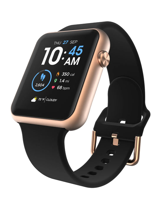 Fusion 3 Unisex Adult Rectangular Smart Watch, Black, Silicone Strap, Comfortable and portable.