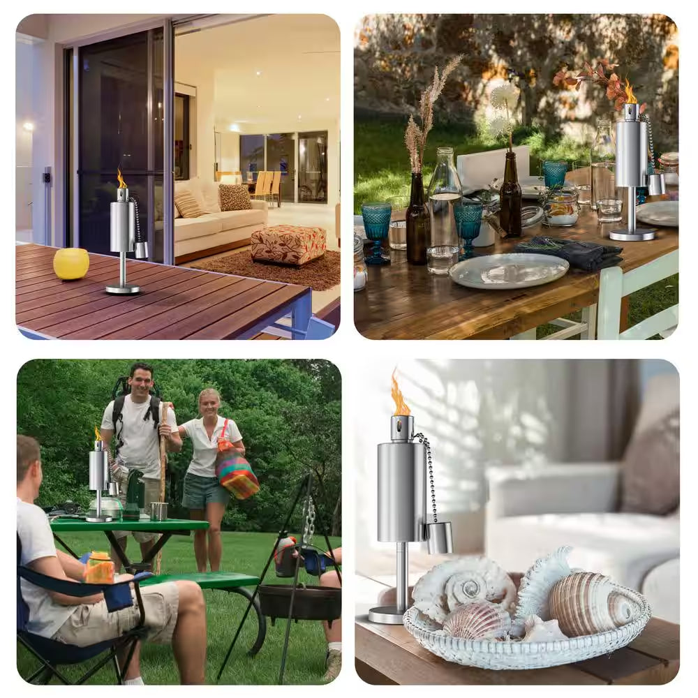 10.5 in. Stainless Steel Tabletop Torch Lamp